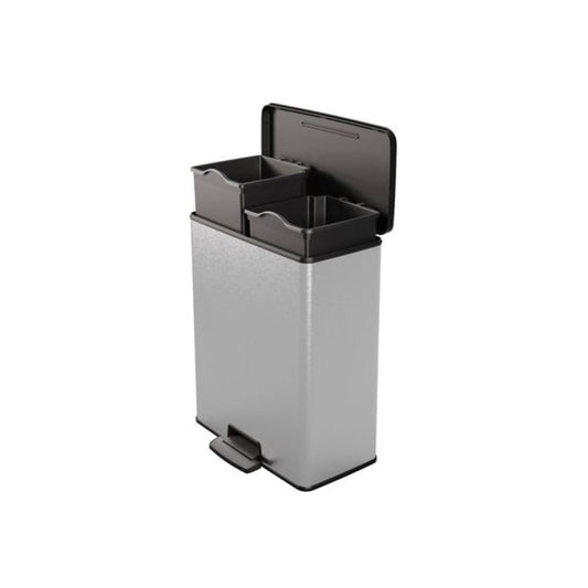 Deco Bin Duo pedaalemmer 26L+26L Zilver metallic