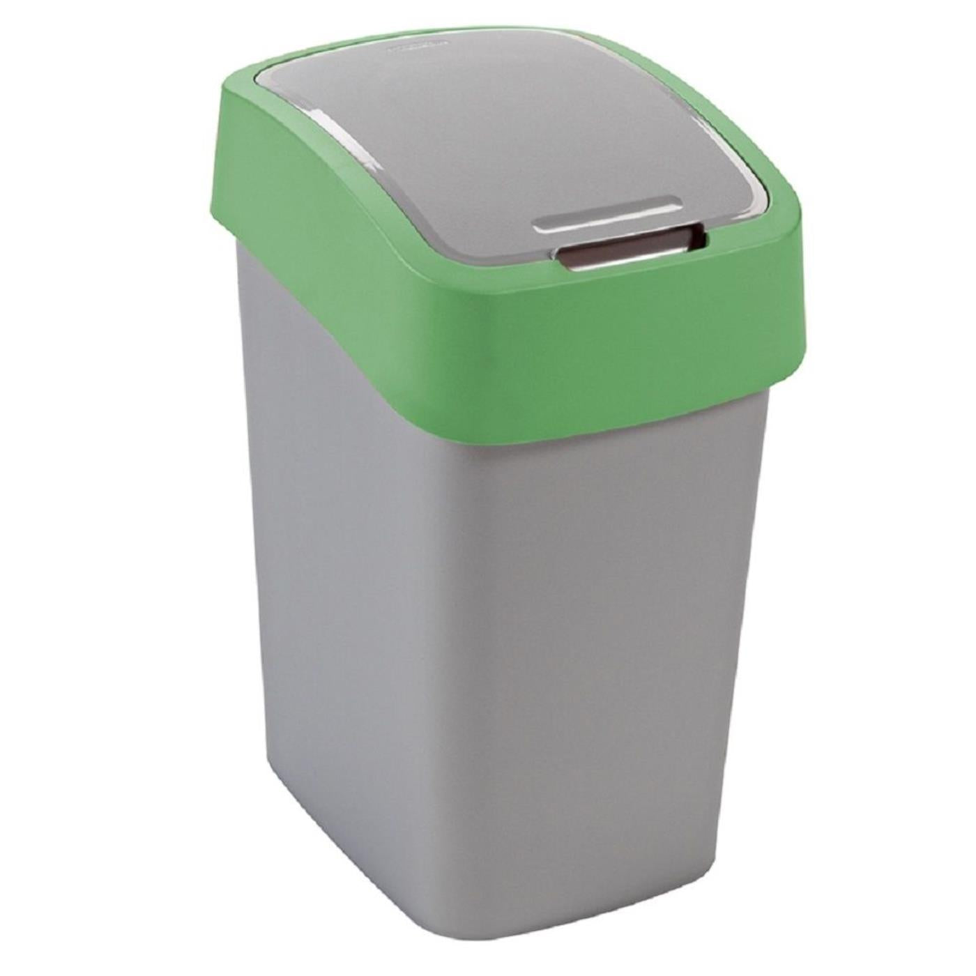 Pacific Flip Bin afvalbak 45L zilver/groen kunststof