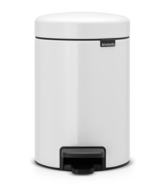 Pedaalemmer newicon 3 ltr wit met kunststof binnenemmer