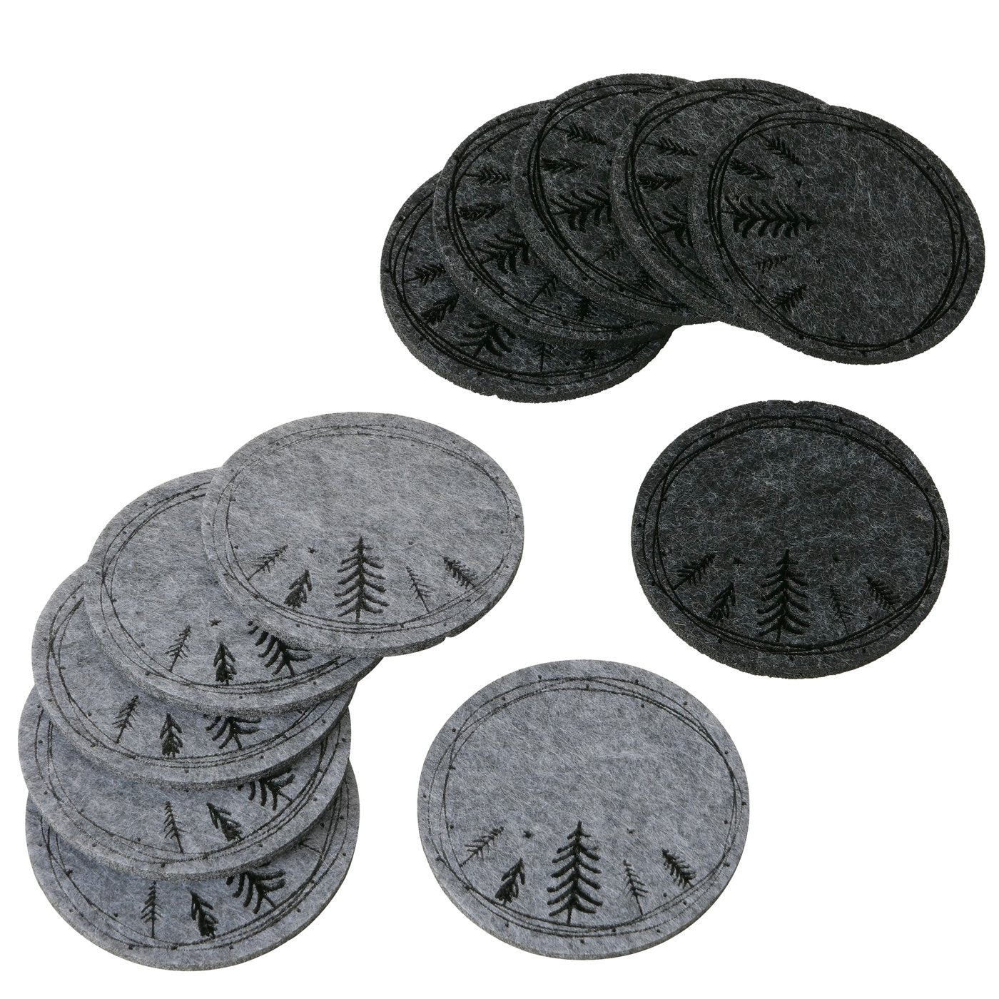 Onderzetter Oslo 6-delig Ø10cm vilt met afbeelding van kerstboom