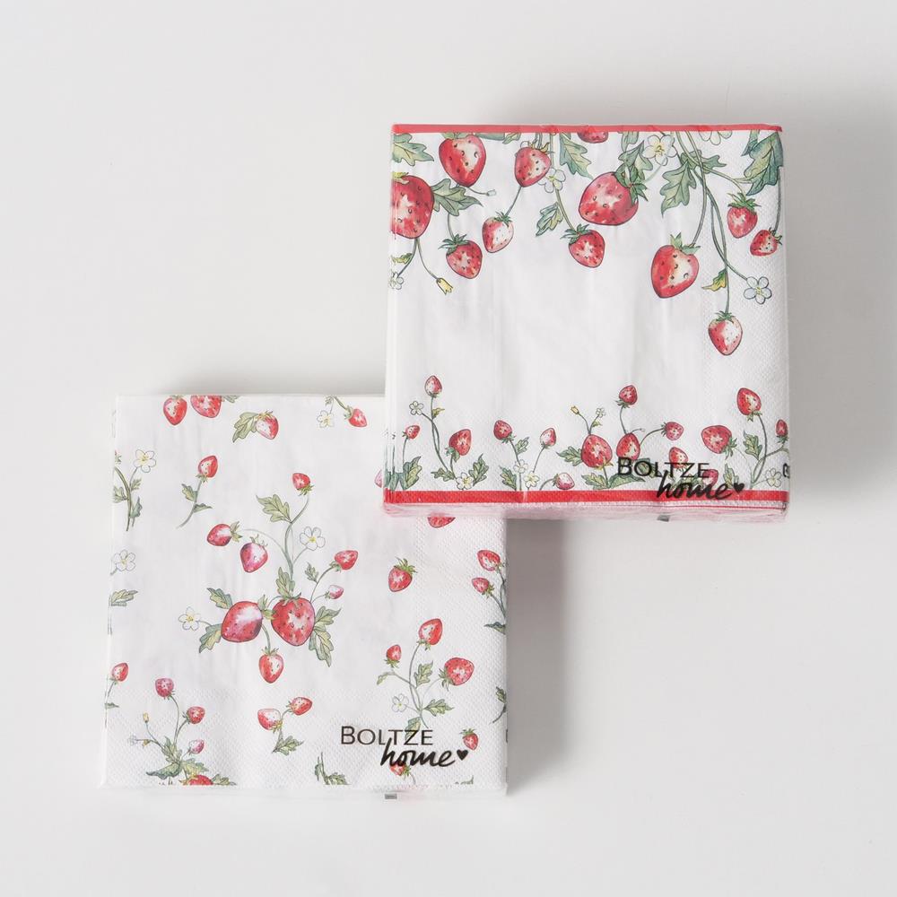 Servetten Aardbei 'Emily' papier 20-delig 34x34cm