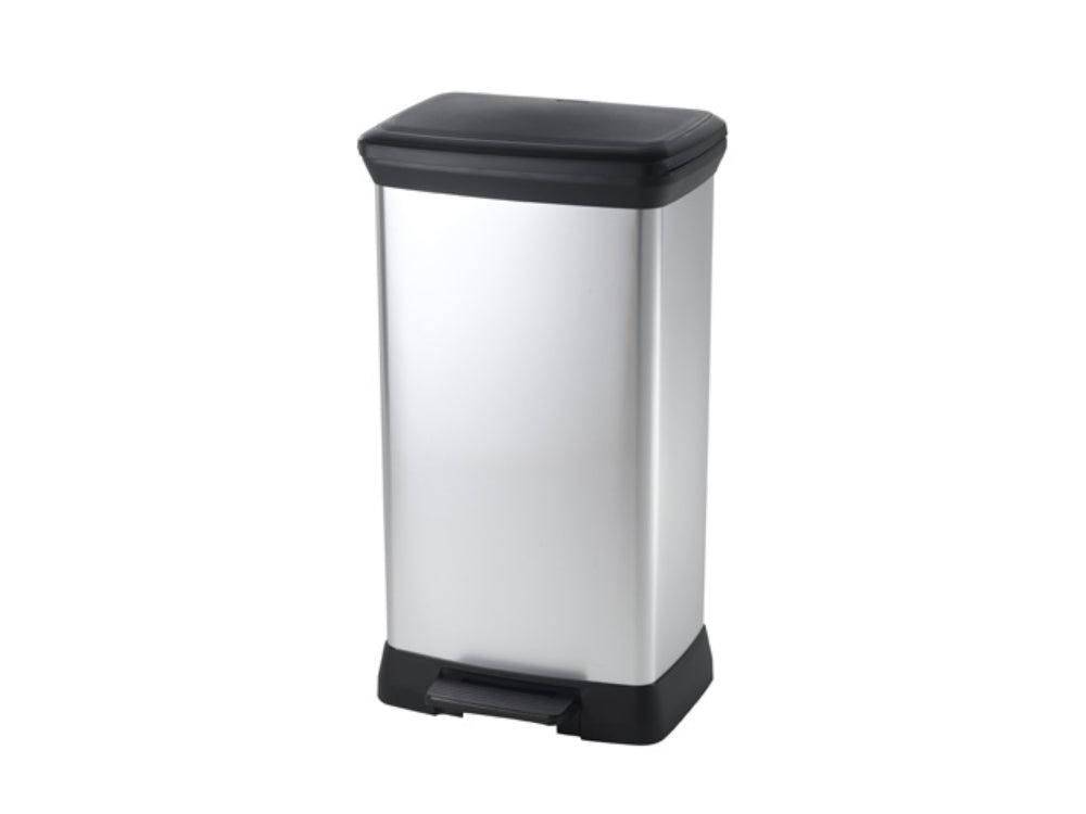 Decobin rechthoekig pedaalemmer 50 liter zilver/zwart