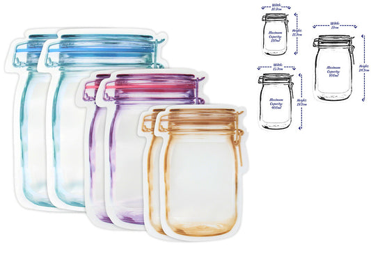 Alpina Herbruikbare voedselbewaarzakken 150/400/750ml set van 6