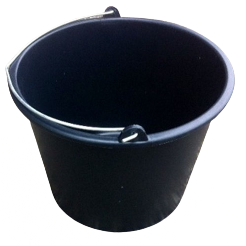 Emmer zwart 12 ltr met stalen hengsel (Bouwemmer)