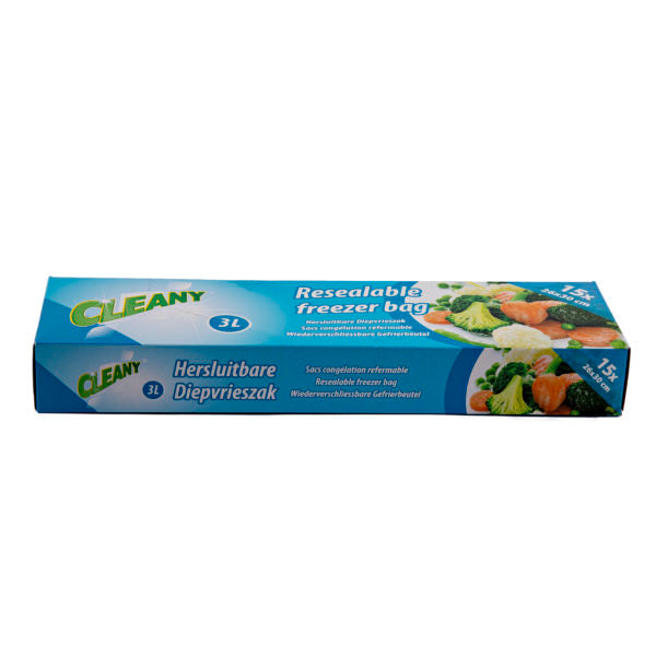 Hersluitbare Diepvrieszakken 26x30cm 3 liter, inhoud 15 zakken