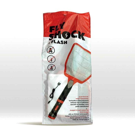 Fly shock elektrische vliegenmepper oplaadbaar met zaklamp 5xLED