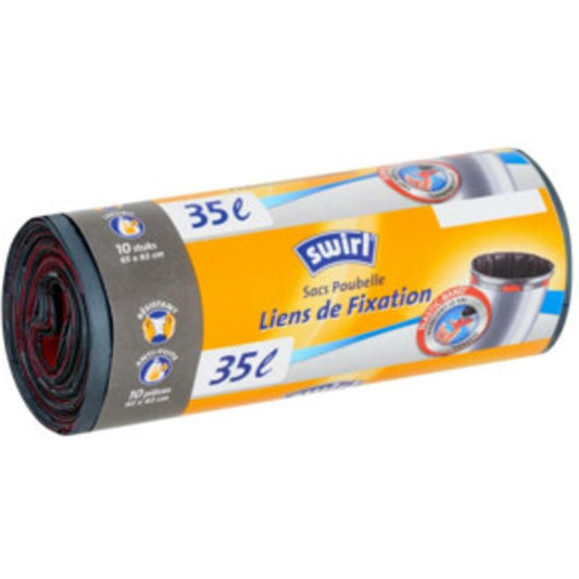 Pedaalemmerzak met elastische fixeerband 35L rol a 10 zakken 650x635mm  voor 80% uit gerecycled plastic