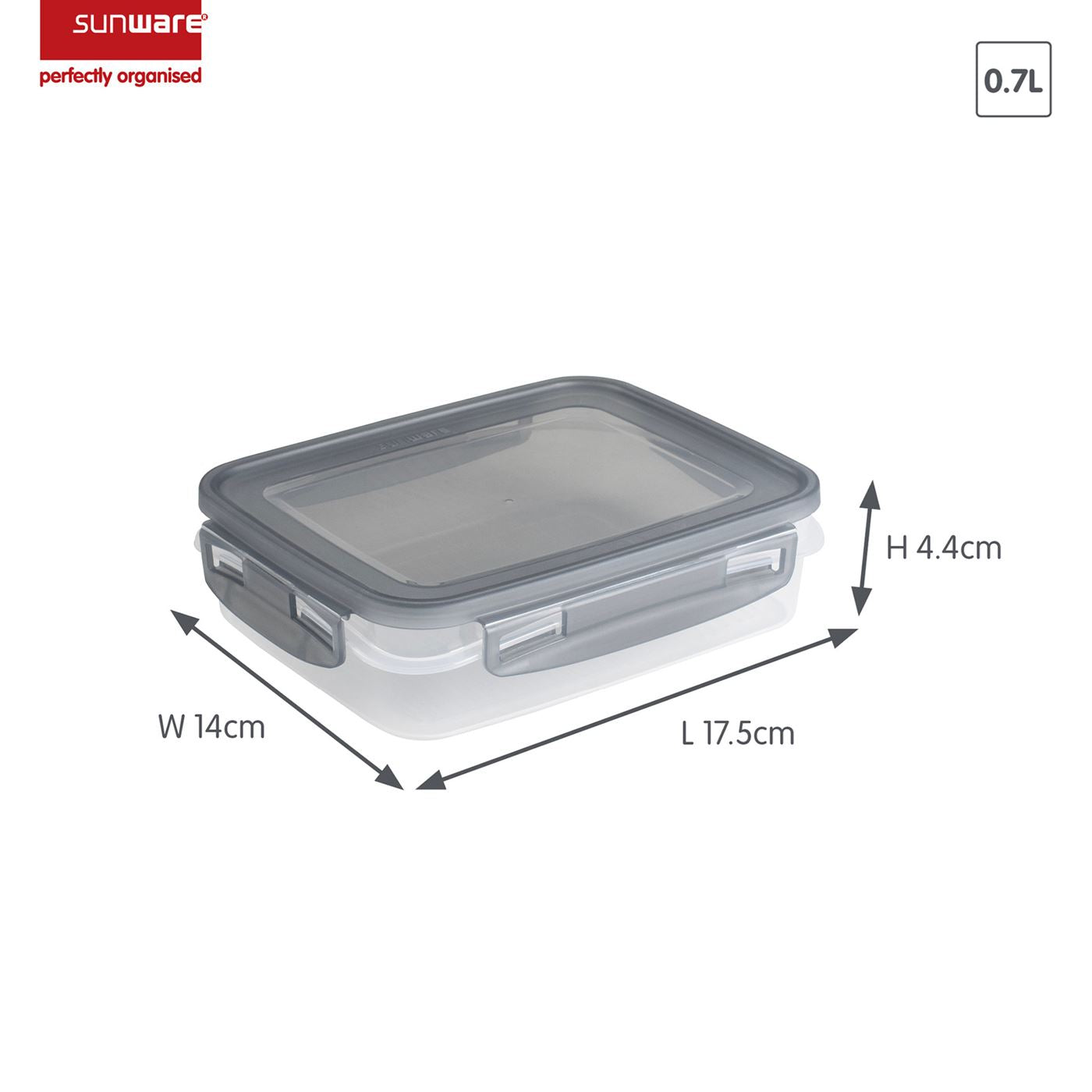 Club Cuisine diepvriesdozenset met clips set van 3 0,7L transparant grijs