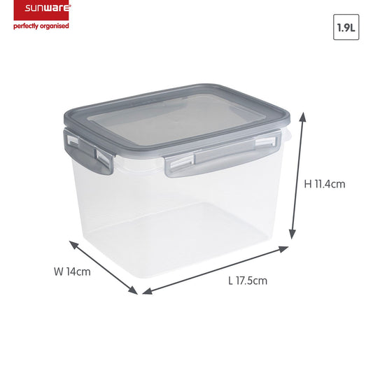 Sunware Club Cuisine diepvriesdozenset met clips set van 2 1,9L transparant grijs