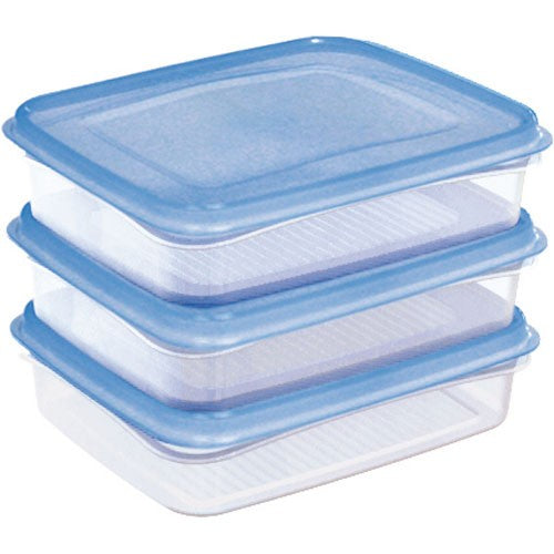 Club Cuisine Diepvriesdozenset 0,7 liter transparant/blauw set a 3 stuks 17,5x14x4,4cm
