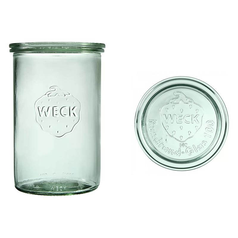 Stort glas met deksel (1050ml) 1L 6 stuks