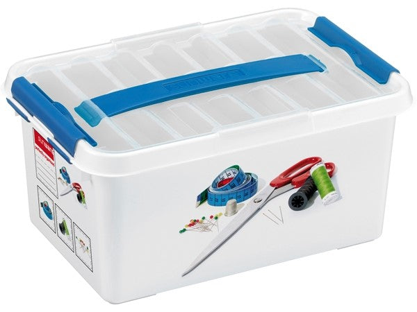 Q-line Multibox naaidoos met inzet 6 liter wit blauw 30x20x14cm