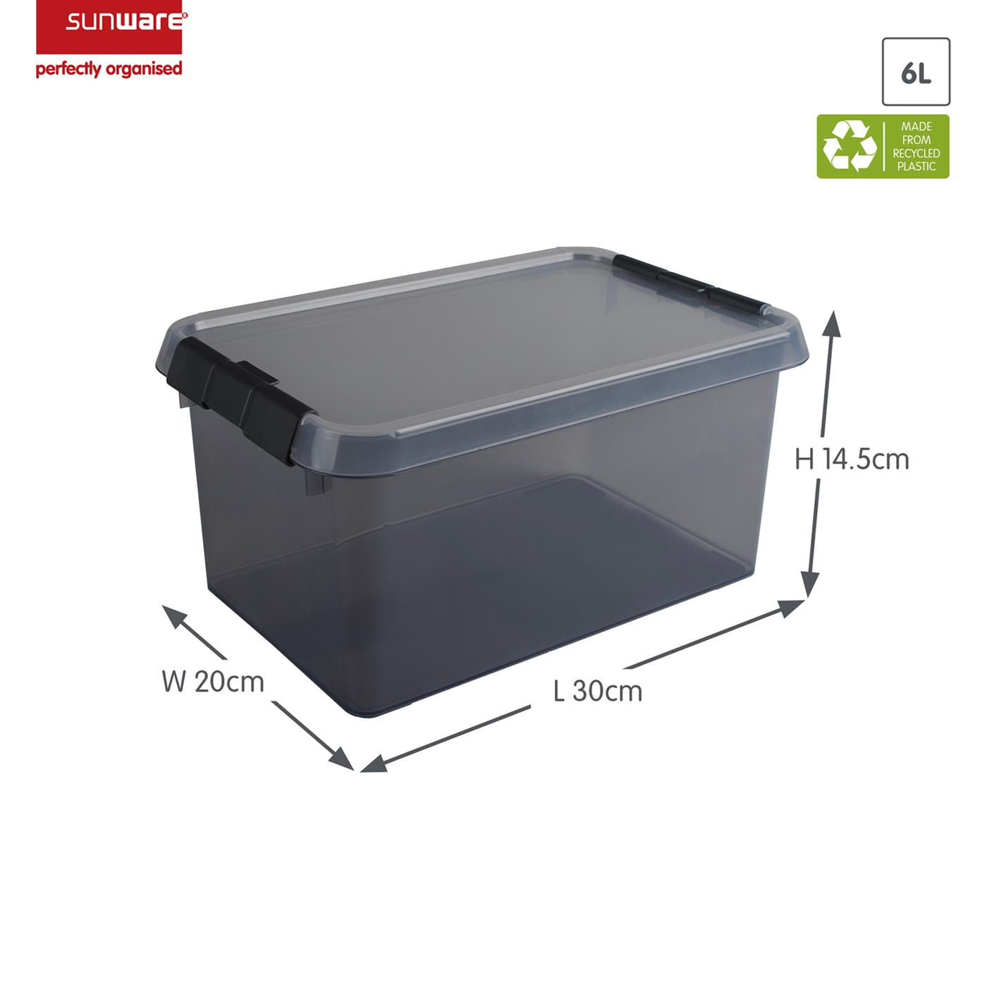 Comfort Line opbergbox 6L met deksel transparant grijs