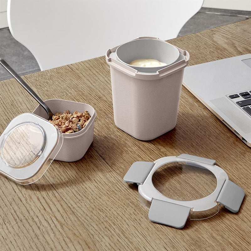 Sigma Home Food to go Lunch beker roze/lichtgrijs 11,5 x 11,5 x 18,5 cm