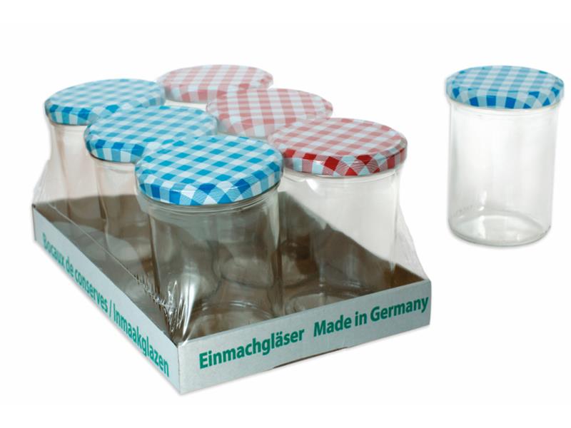 Weckglas / weckpot / jampot met geruit schroefdeksel 440 ml pak a 6 stuks