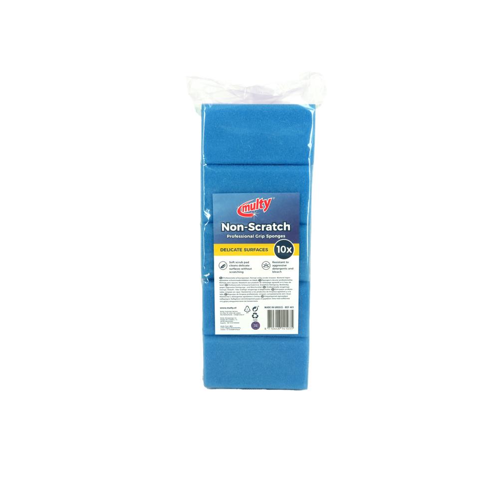 Niet-krassende schuursponsen met greep 13x6,5x4,5cm 10-pack blauw