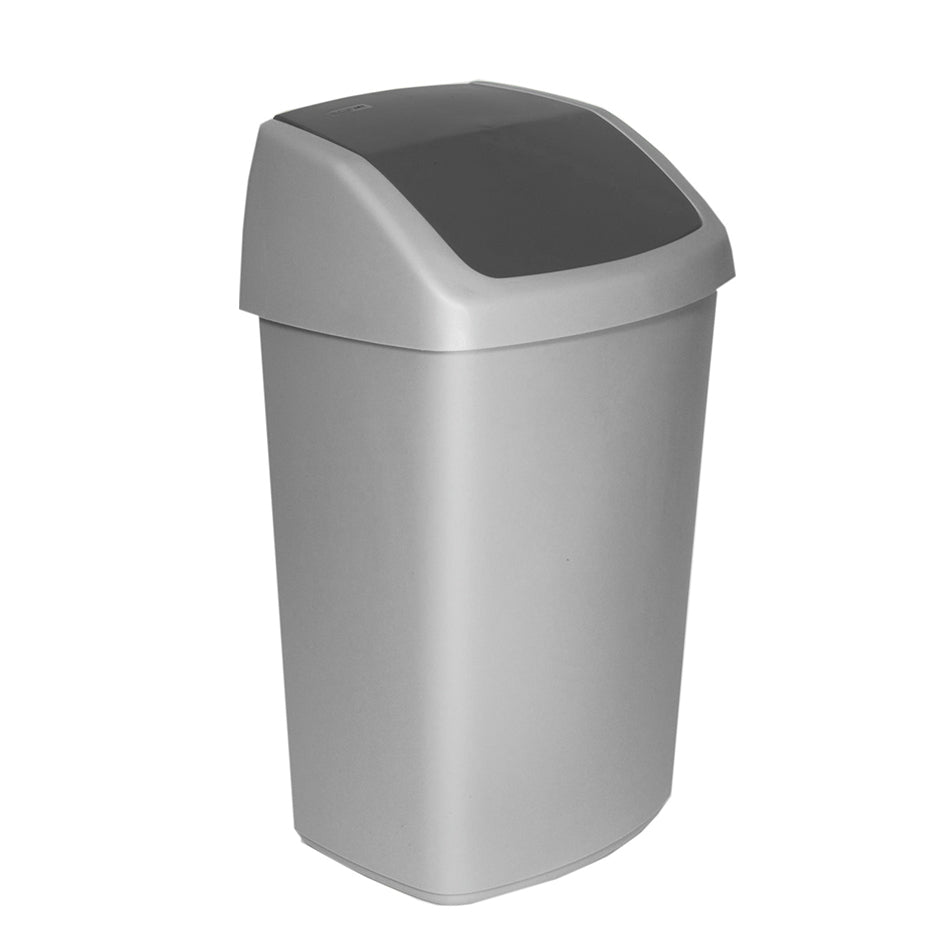 Afvalbak Swing 25 liter zilver/antraciet 51x34x28cm (hxlxb)