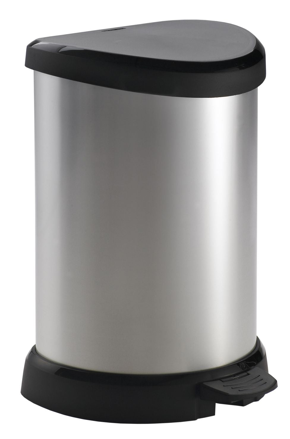 Decobin rond pedaalemmer 15liter zilver/zwart 31x28xH45