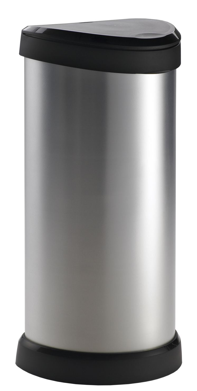 Decobin touch bin 40 liter zilver/zwart 28x35xH68cm