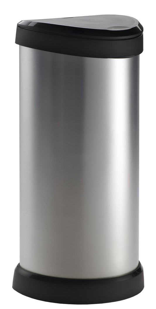 Decobin touch bin 40 liter zilver/zwart 28x35xH68cm