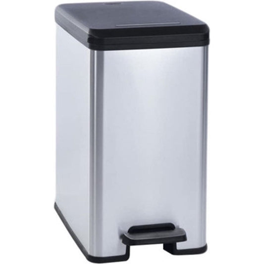 Decobin slim afvalbak 25L zilver