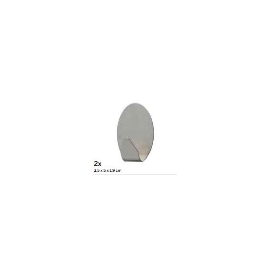 Baseline plakhaak Ovaal M Rvs Geborsteld set a 2 stuks 20x32x18mm
