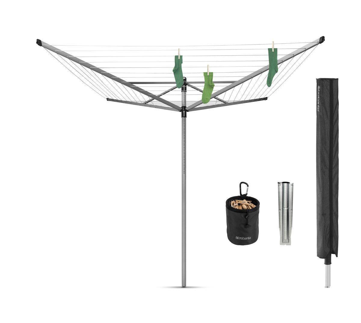 Lift-O-Matic Advance 60m met grondanker knijpertasje en hoes  Metallic Grey