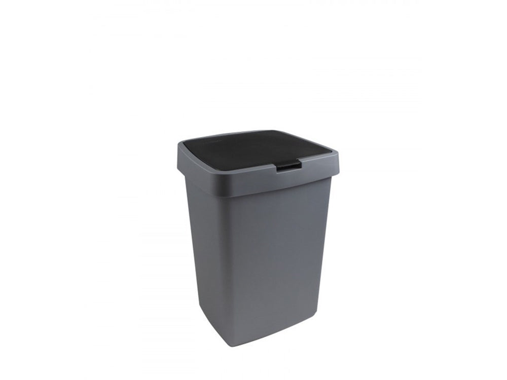 Delta prullenbak 25 liter klepdeksel  metallic/zwart kunststof 32,3x28,1x45,2cm