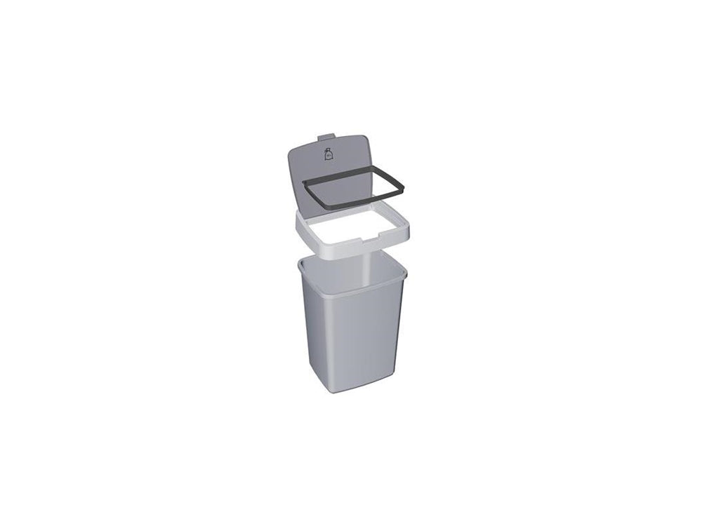 Delta prullenbak 25 liter klepdeksel  metallic/zwart kunststof 32,3x28,1x45,2cm