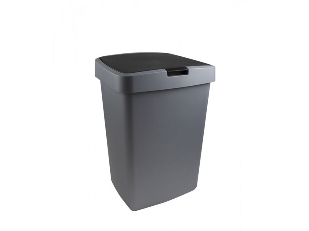 Delta prullenbak50 liter klepdeksel metallic/zwart kunststof 39,7x34,5x56,4cm