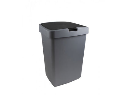 Delta prullenbak50 liter klepdeksel metallic/zwart kunststof 39,7x34,5x56,4cm