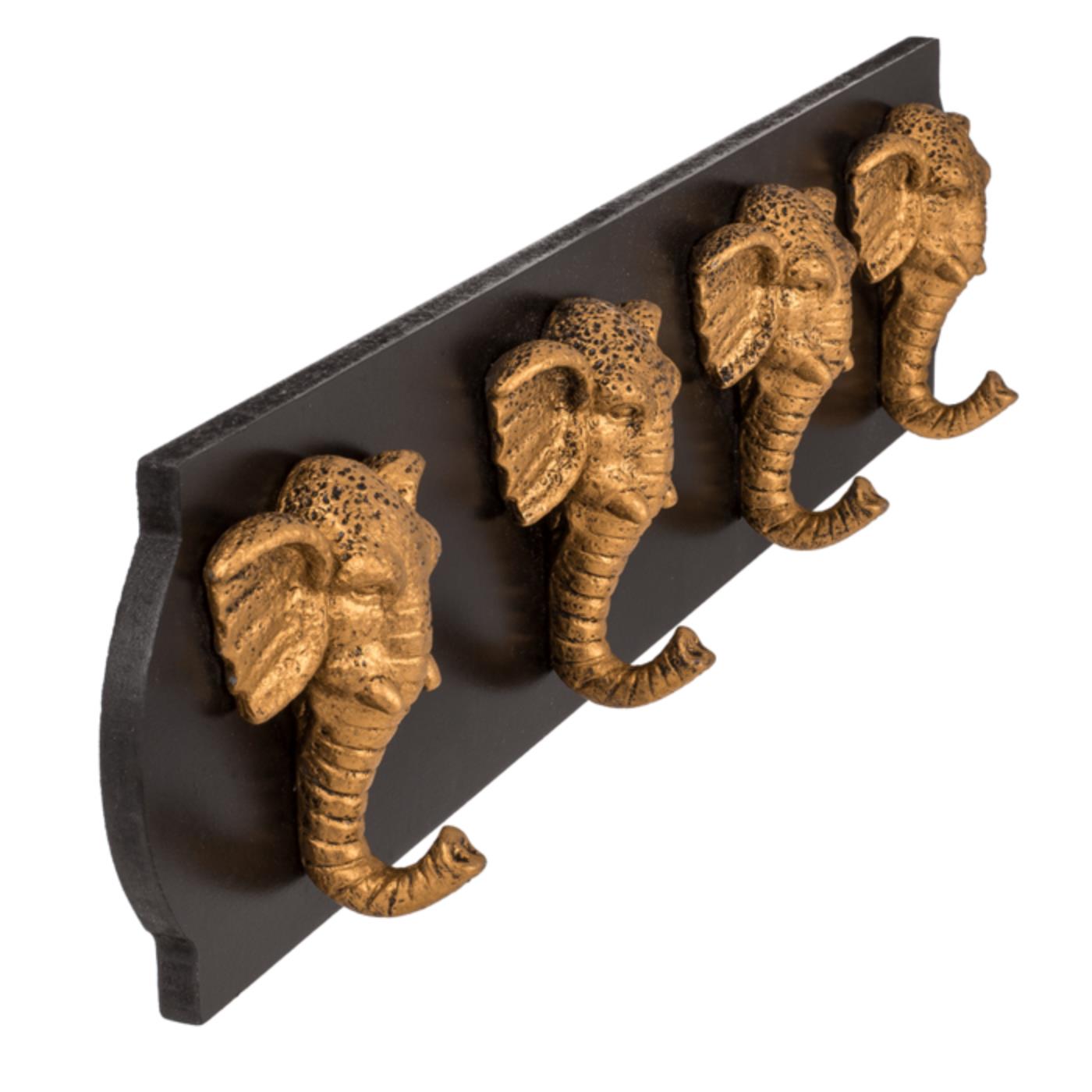 Houten kapstok met olifantenhaken 48x11x5,5cm