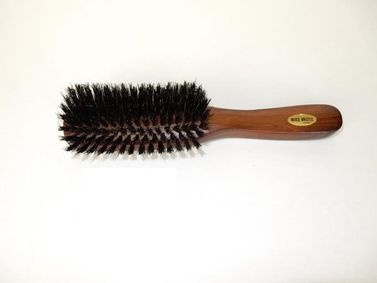 Haarborstel breed bruin hout harde haren-schuitmodel- 22cm