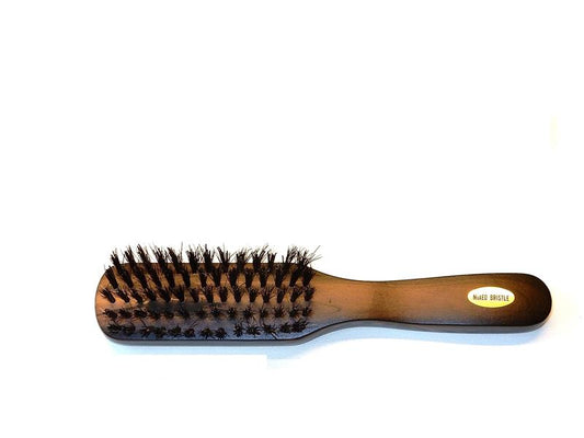 Haarborstel smal bruin hout harde haren 22cm