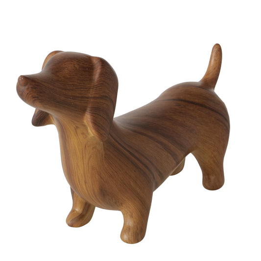 Beeld tekkel Wilhelmy H13,5cm dolomiet hout-look bruin