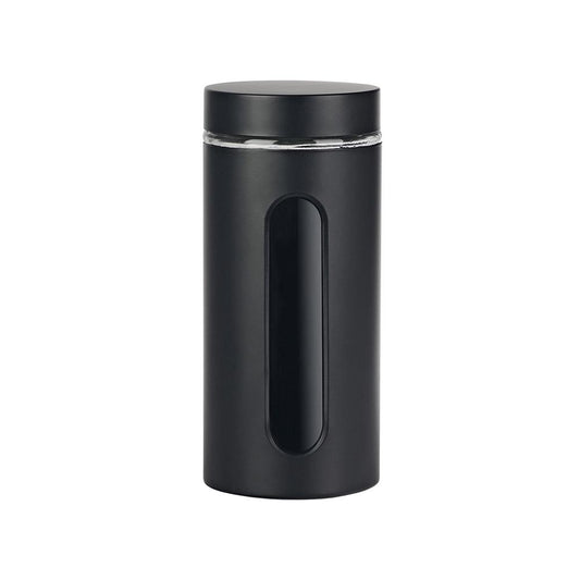 Voorraadpot venster zwart mat 10x10x22,5cm 1200ml glas