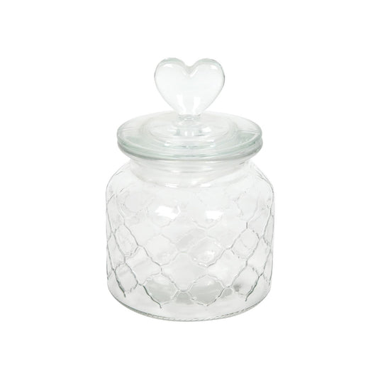 Voorraadpot Hart glas Ø10,5xH20cm