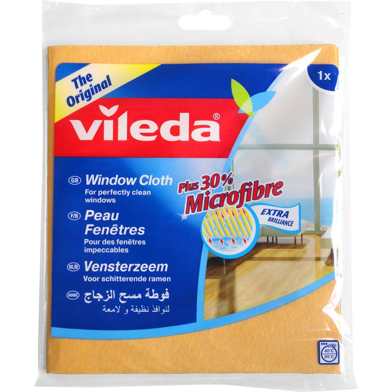 Vensterzeem 40x36cm met 30% microvezel pak a 2st