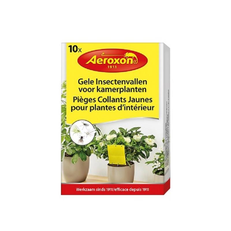 Aeroxon Gele insectenvallen voor kamerplanten doosje a 10 stuks