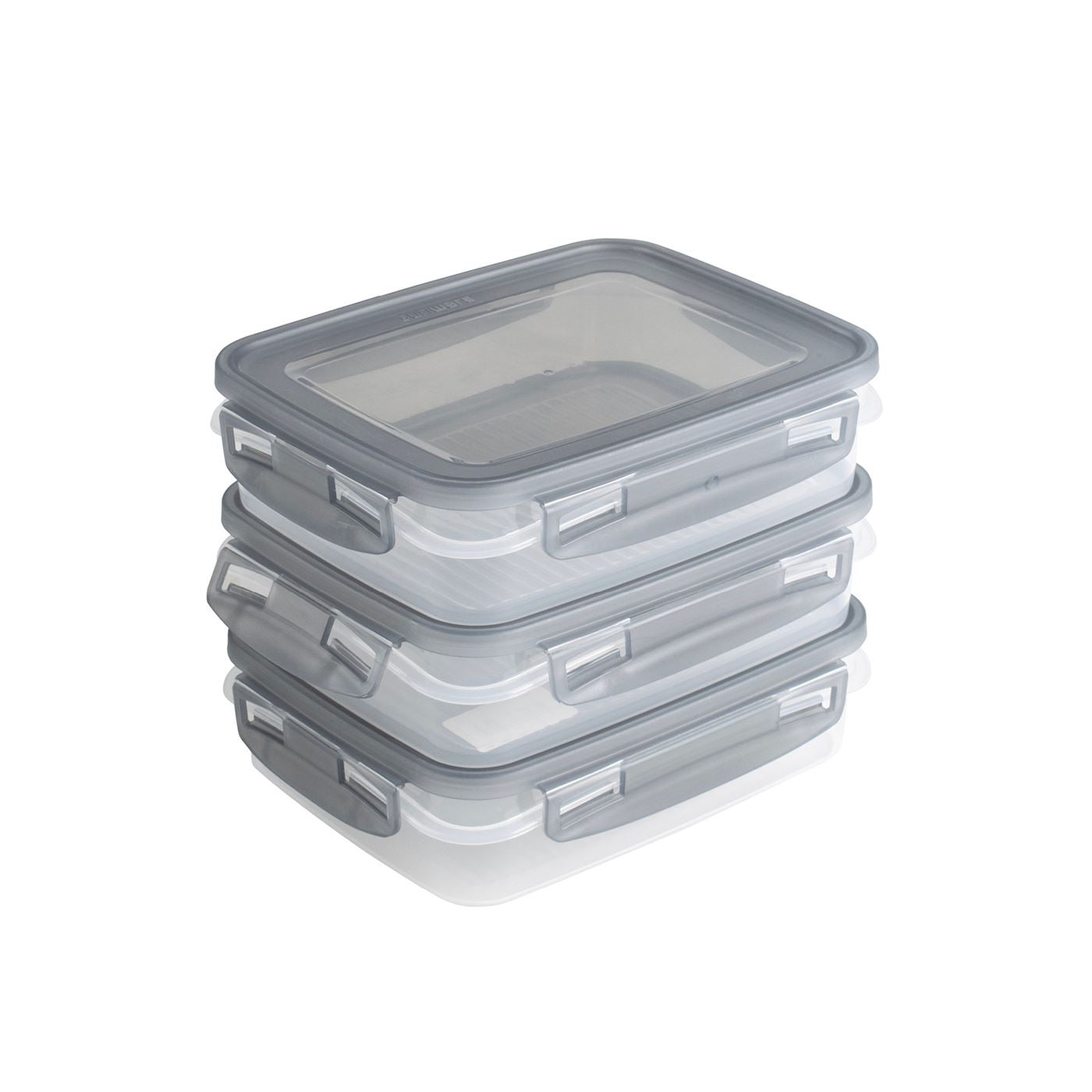 Club Cuisine diepvriesdozenset met clips set van 3 0,7L transparant grijs