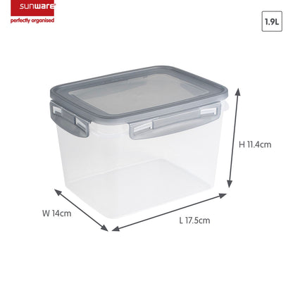Sunware Club Cuisine diepvriesdozenset met clips set van 2 1,9L transparant grijs