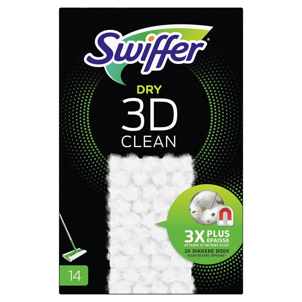 Dry 3D clean stofwisdoekjes navulling doosje a 14 stuks