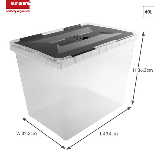 Sunware Onyx opbergbox 40L transparant antraciet