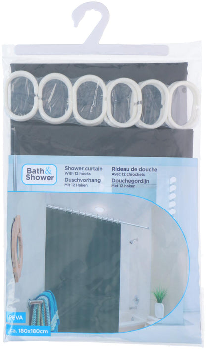 Douchegordijn PEVA met 12 ringen 180x180cm