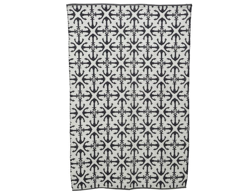 Buitenvloerkleed 100% pvc met blauw ankermotief 180x120cm