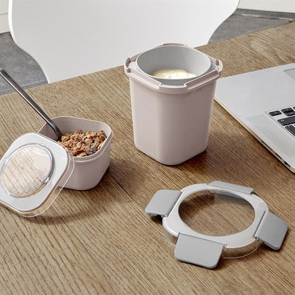 Sigma Home Food to go Lunch beker roze/lichtgrijs 11,5 x 11,5 x 18,5 cm