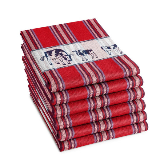 Theedoek Friesian red 60x65cm 6 stuks