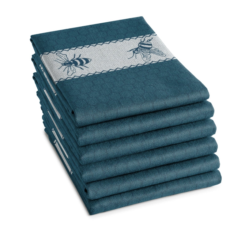 Theedoek bees 60x65cm petrol per 6 stuks