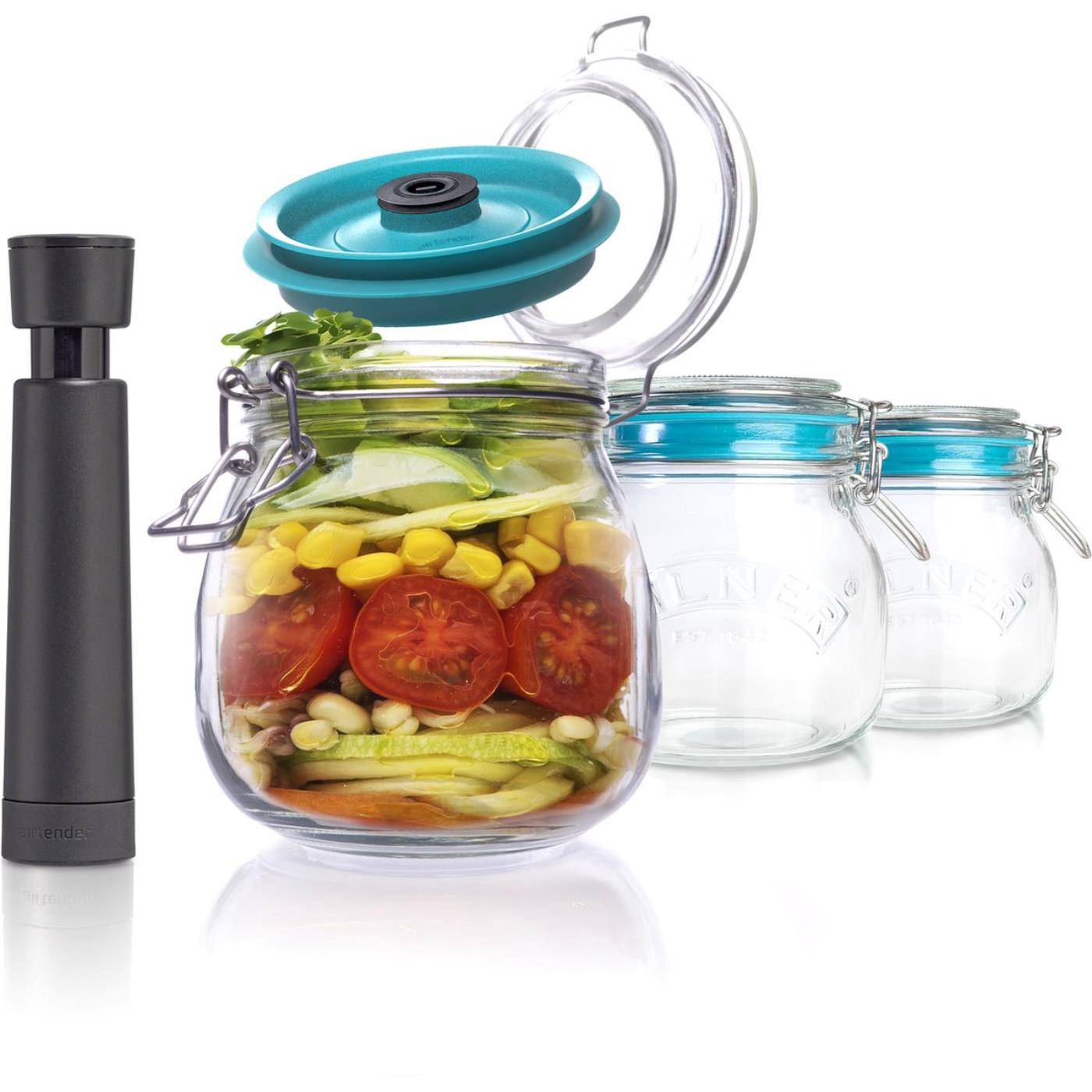 Kilner Weckpotten 3x0,5L/17oz met vacuümdeksels en pomp