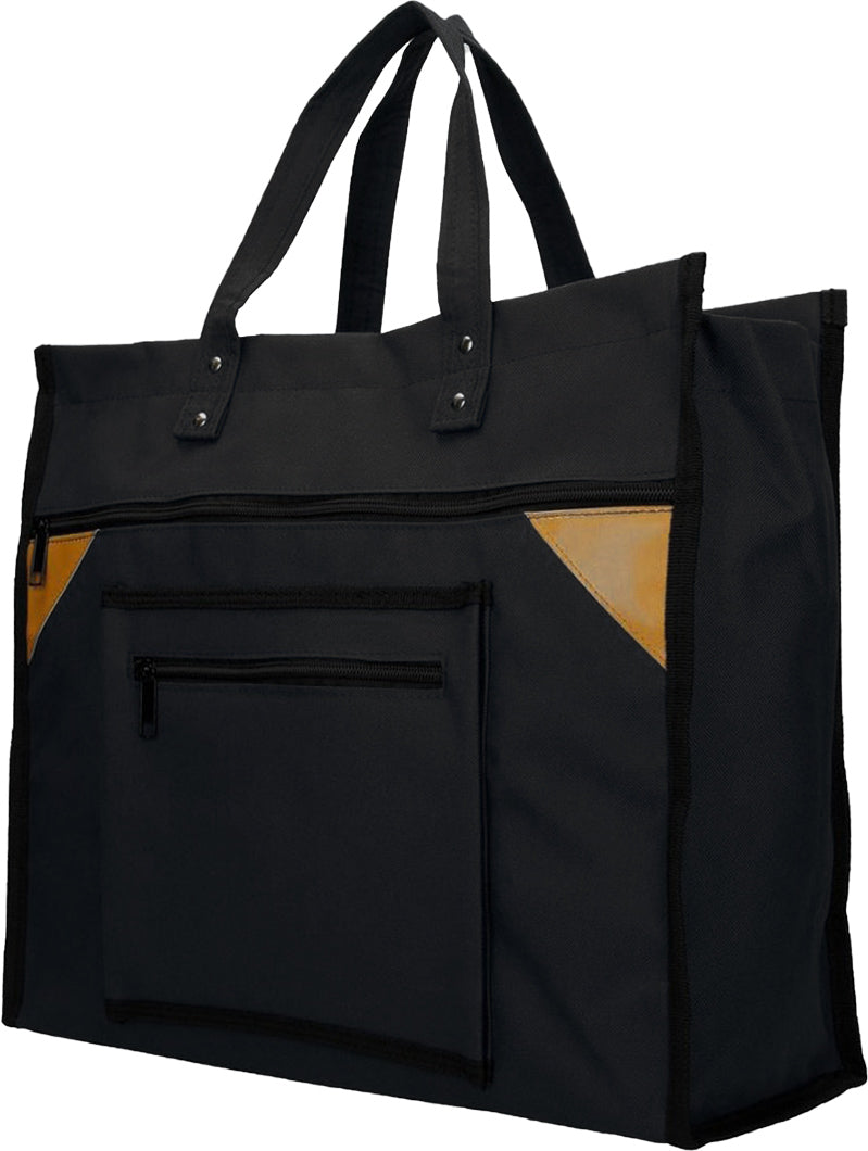 Boodschappentas canvas breed zwart 41x35x17cm